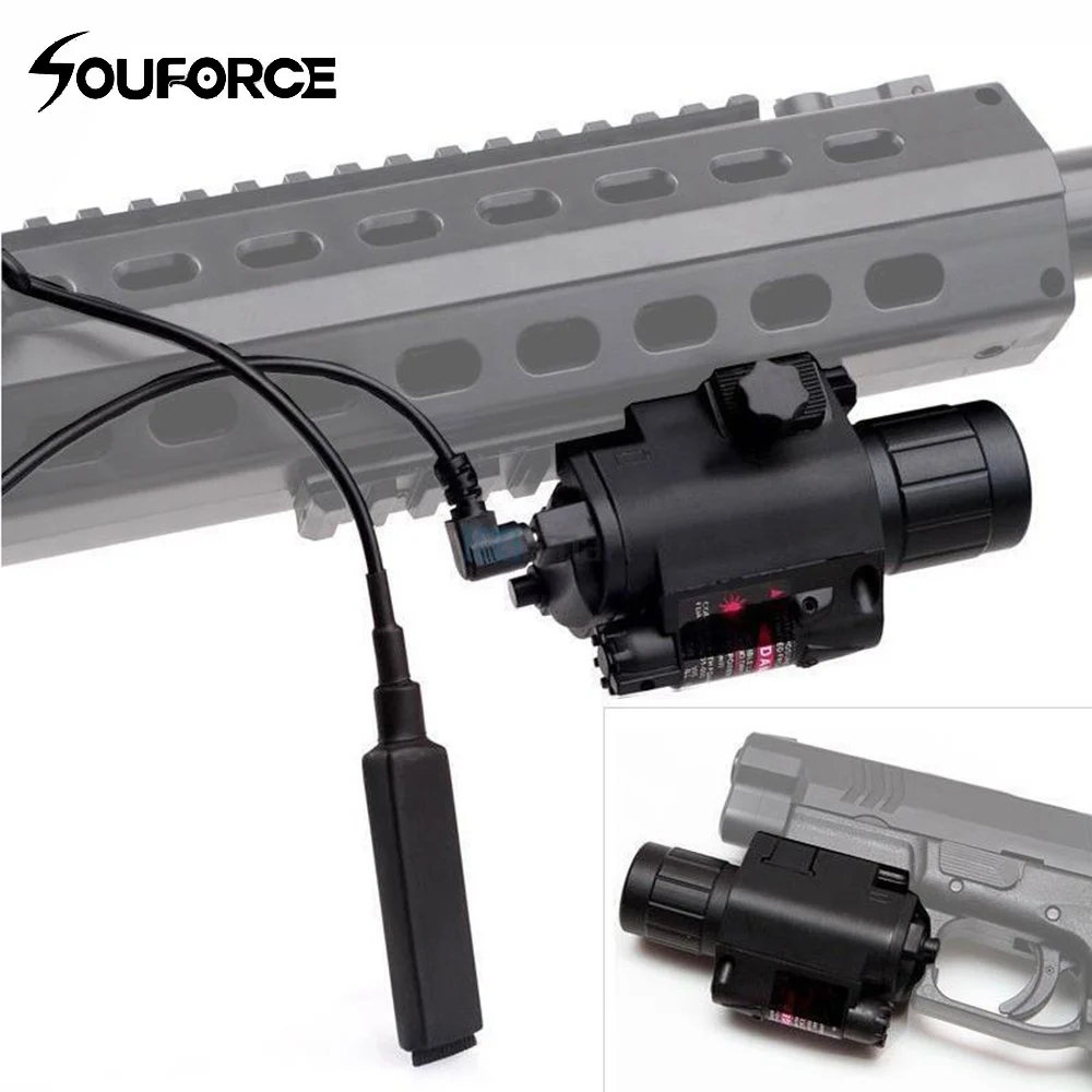 Tactical Led Lanterna e Red Laser Sight Combo com Alça Remota e 20 mm Montagem para Glock 17 19 e Rifles de Caça