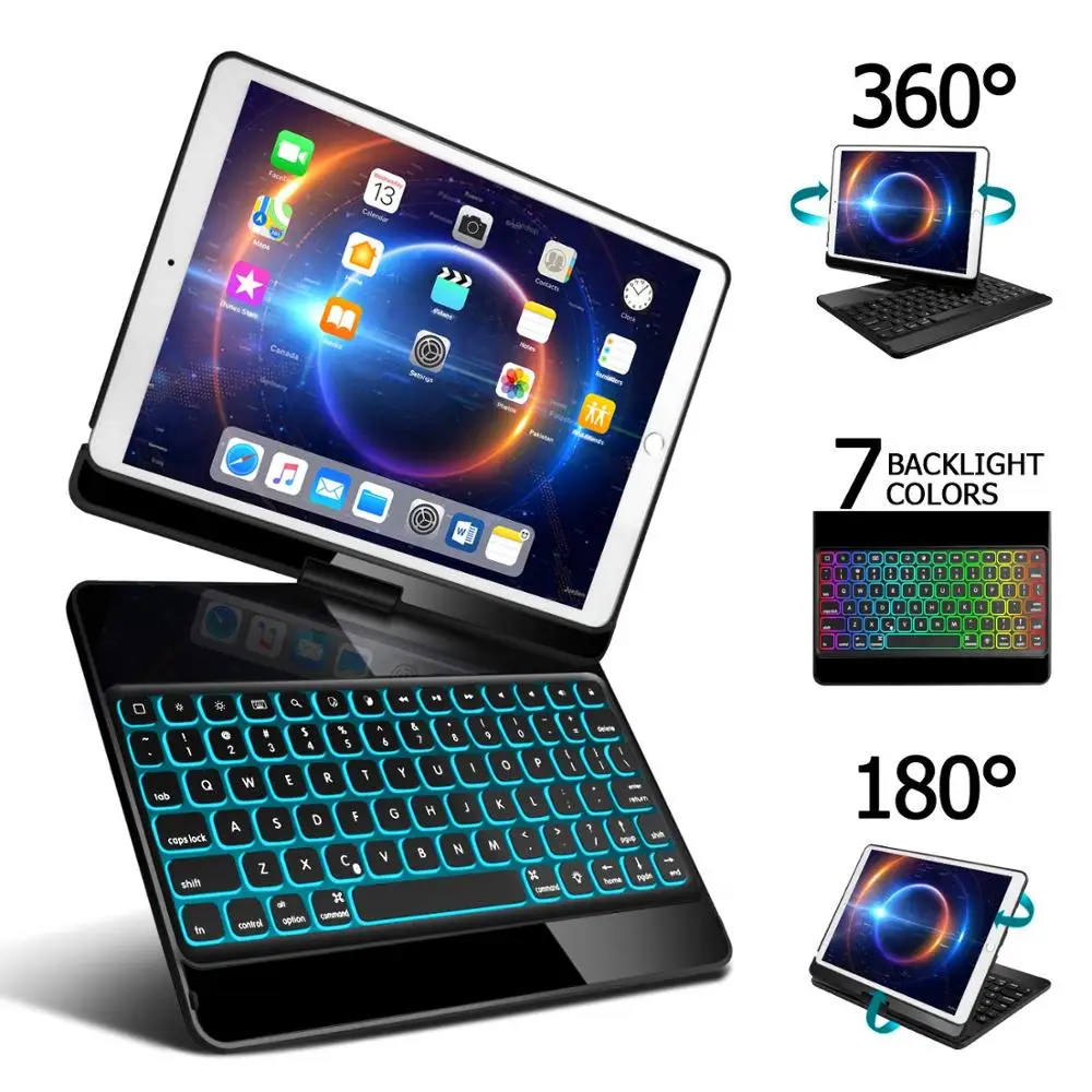 Чехол клавиатура для iPad 6th 9 7 2018 360 Поворот беспроводной Bluetooth с подсветкой 2017 |