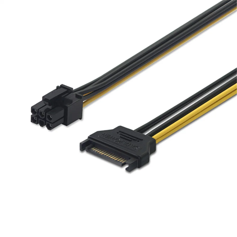 10 шт./лот 15 контактный SATA к 6 контактному кабелю питания адаптер 6P PCI E Express