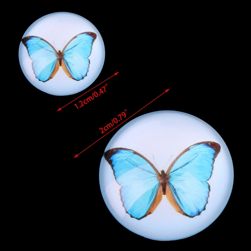 

12/20mm Photo Image Flower Butterfly Round Glass Cabochon Dome Flat Back Cover