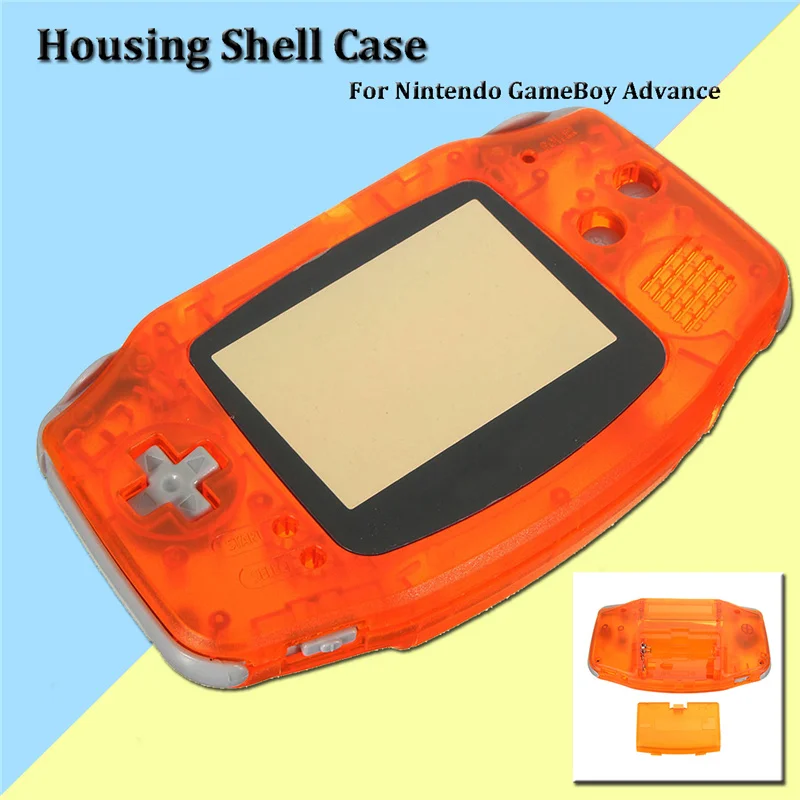 Для GBA прозрачный оранжевый прозрачный полный Корпус в сборе чехол рамка Запасные детали для nintendo для Gameboy Advance