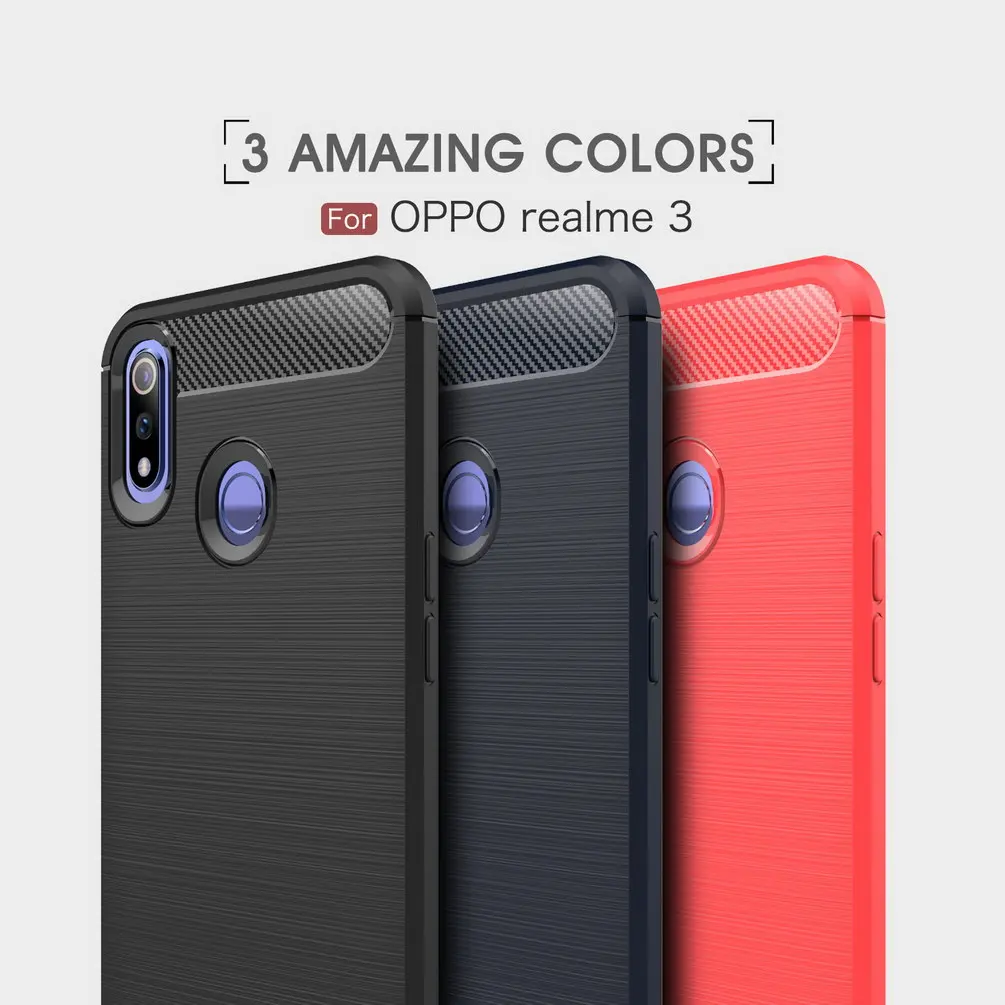 Роскошный чехол для телефона OPPO Realme 3 смартфон Мягкий силиконовый из углеродного