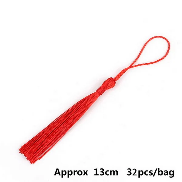 Red 32 шт./лот, 13 см, разноцветная хлопковая шелковая кисточка для сережек, Очаровательная подвеска, атласная кисточка для рукоделия, ювелирных изделий - Цвет: Red