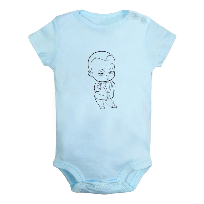 ieBodysuits2221BL Одежда для новорожденных мальчиков и девочек с надписью «Born Leader The Boss»; комбинезон с короткими рукавами; хлопковый комбинезон - Цвет: ieBodysuits2221BL
