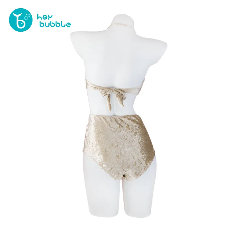 2019 новые женские пуш ап бикини наборы Высокая талия Золотой Бархат бразильская