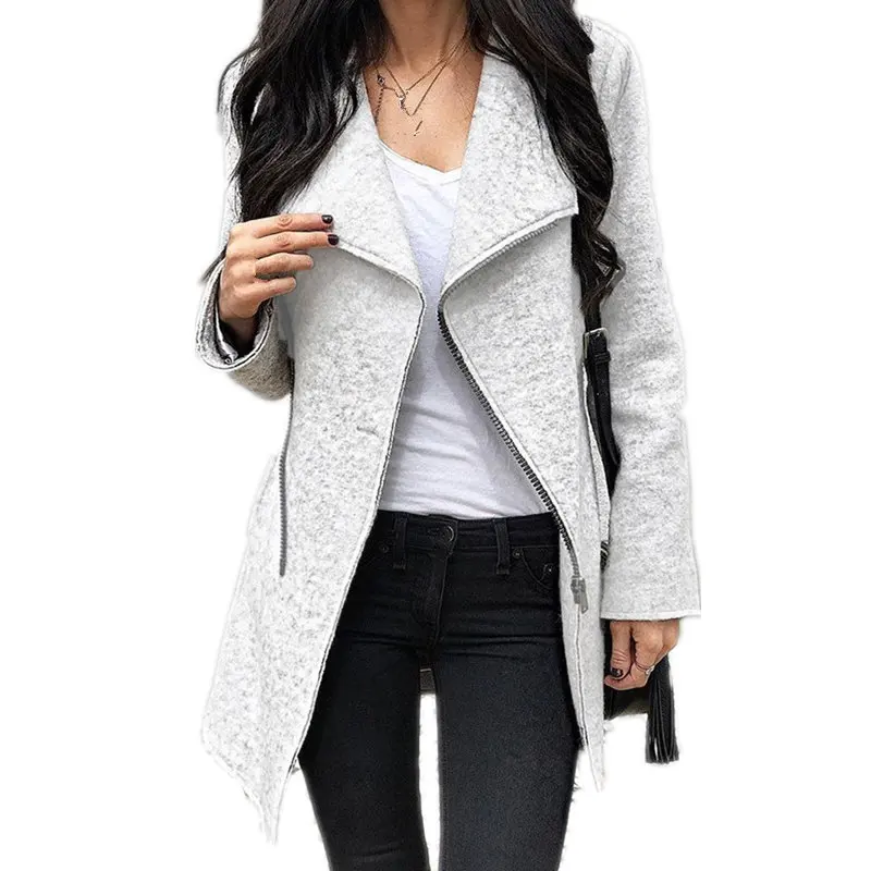 Осенние Необычные куртки модные с длинным рукавом на молнии сбоку Женский