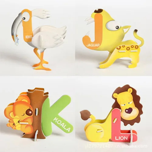 26 шт./компл. новые стильные детские игрушки в форме милых животных 3d пазл ABC