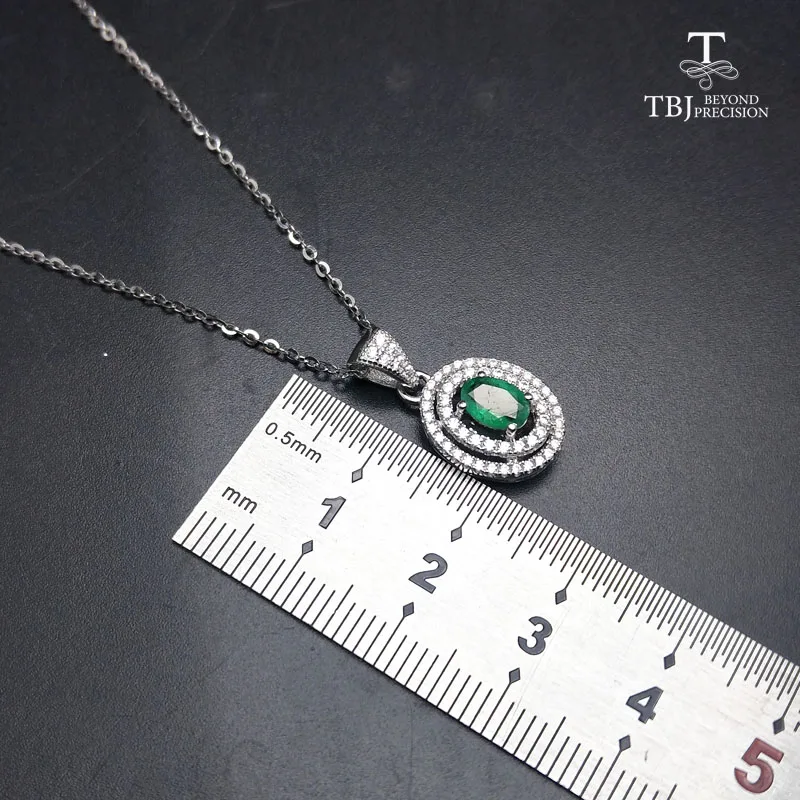 Женская подвеска из серебра с изумрудами 100% карат TBJ ожерелье натурального