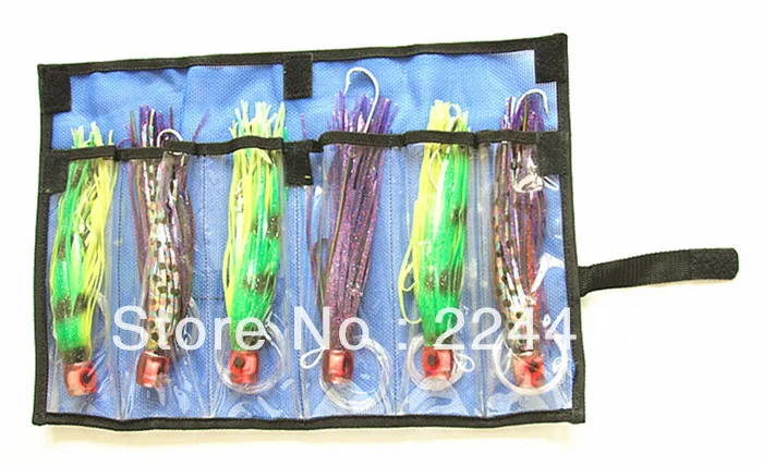 Free Shipping-Mixed Set 3 size Combo Octopus Skirt Game lures Tuna Trolling Fishing Tackle Soft Bait PP soft head with Hoo | Спорт и
