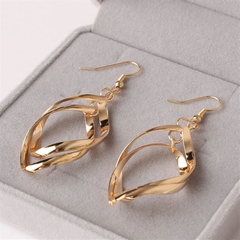 2019 горячие серьги-гвоздики женские Bijoux искажения многослойный золотой цвет и