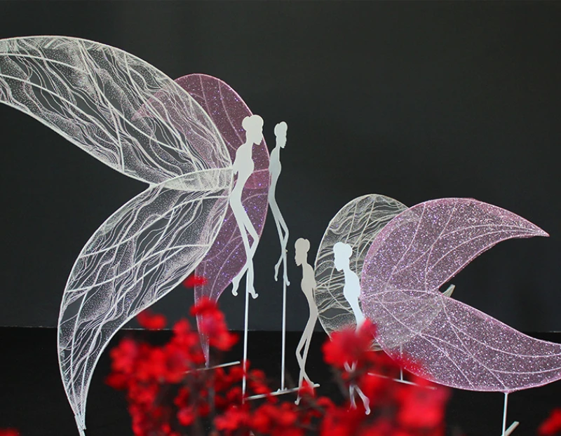 2pcs Wedding wrought iron elf ornaments holiday party stage pendant window props mall decoration