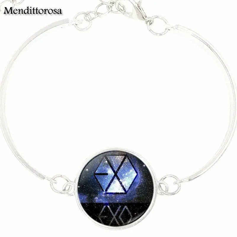 Модные ювелирные изделия от нового бренда Star EXO с посеребренным стеклом браслет