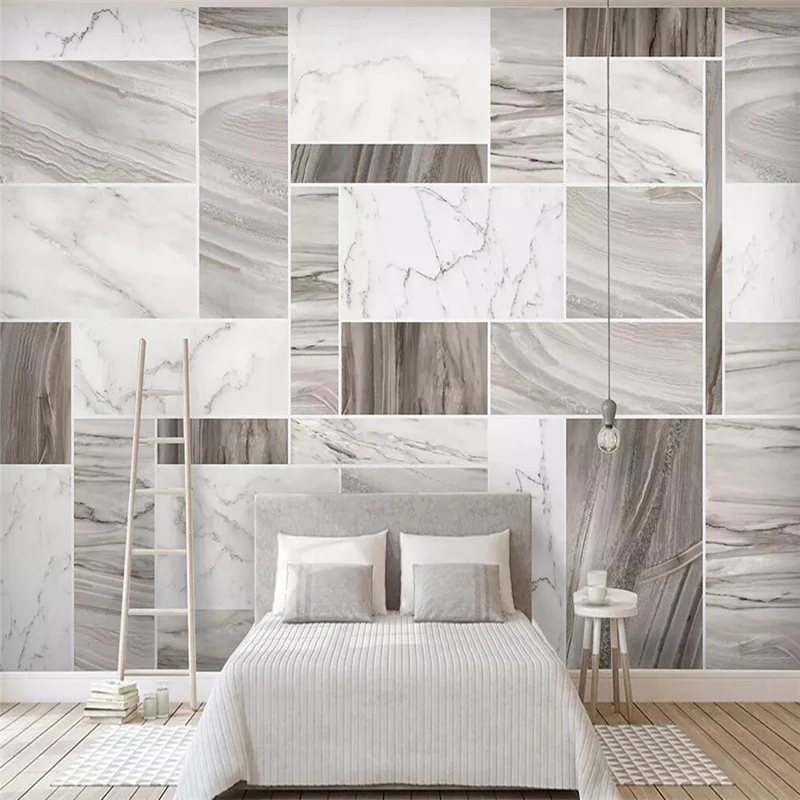 Decorative wallpaper Northern Europe contracted style marble grain abstract geometry golden TV background wall |