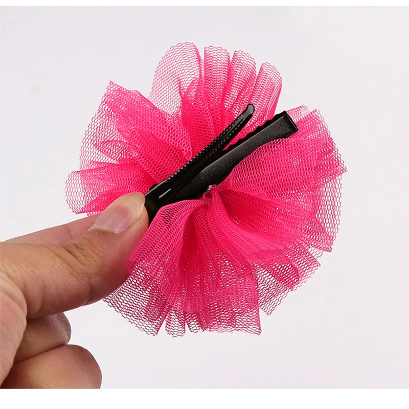 New Kids Hair Accessories Sweet Bunny Ear Girls' Hairpin chiffon Flower Clips Headwear Girl Birthday Gift For Party| |