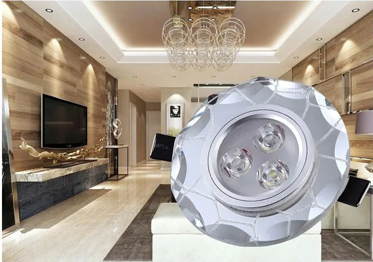 Koop Water Cube AC85-265V Led Lichtpunt Crystal Led Downlight 3W Led Plafondlamp Gang Lichten Led Spot Light X 5Pcs