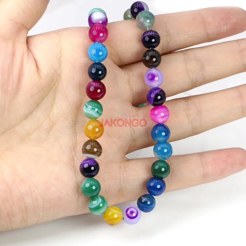 AAA + Круглый цветастые Свободные полосатой бусины для изготовления ювелирных