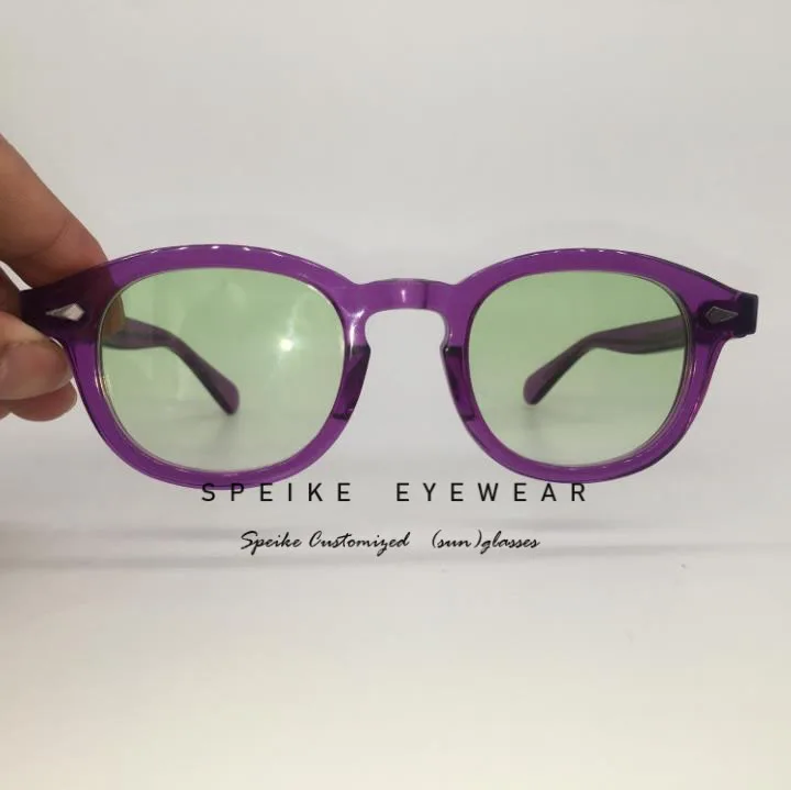 Purple frame SPEIKE по индивидуальному заказу, высокое качество, градиентной зеленой солнцезащитные очки» Джонни Деппом Lemtosh Стиль очки можно носить близорукости очки 44/46/49 мм - Цвет линз: Purple frame