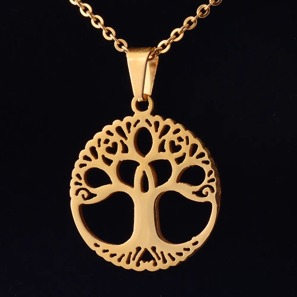 Модная круглая семейная подвеска с деревом жизни 316L Подвеска из нержавеющей