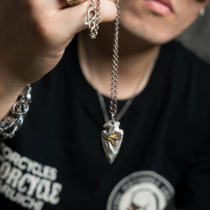 The Eye of Horus S925 Silver necklace for men spear silver pendant Jewelry hippop street culture mygrillz|Подвески| |