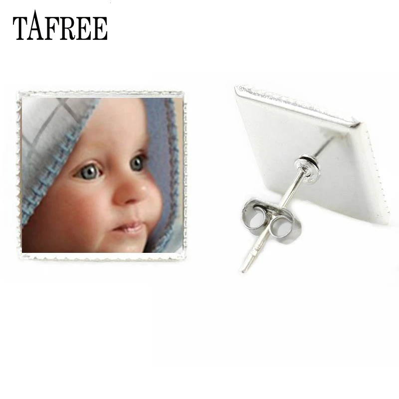 Индивидуальные индивидуальные серьги-гвоздики TAFREE с фото или текстом ручная