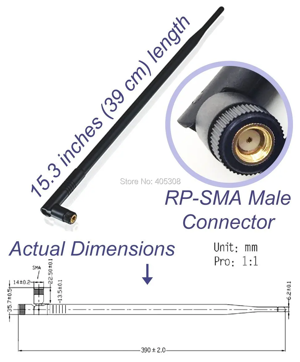 (Упаковка 3) 9dBi 2 4 ГГц Omni WiFi RP SMA антенна с высоким коэффициентом усиления для