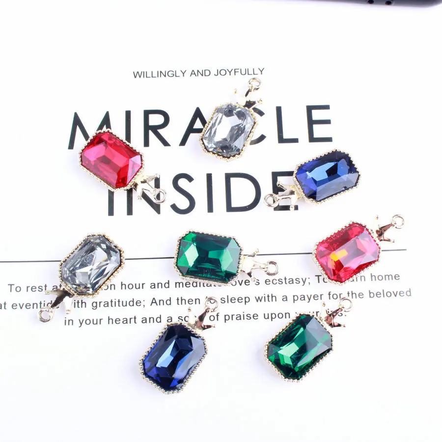 

10PCS Crystal Imitation Pineapple Shape Rhinestone Necklace Pendants for Bracelet DIY Jewelry Findings Accessory Dangle Charms
