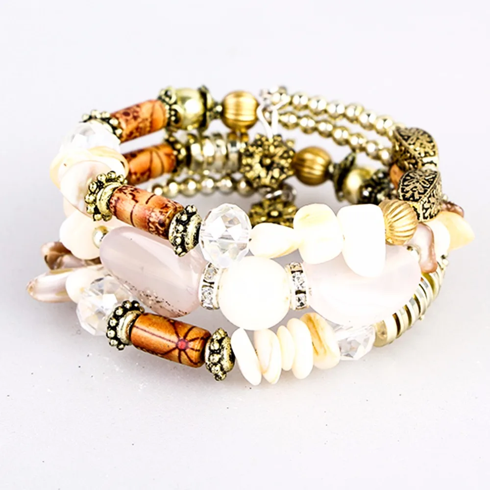 Personality Beads Women Jewelry Three Layers Bracelets Black Blue Bracelet Circlet Gift Hand Band Special Design Stone B766 | Украшения и