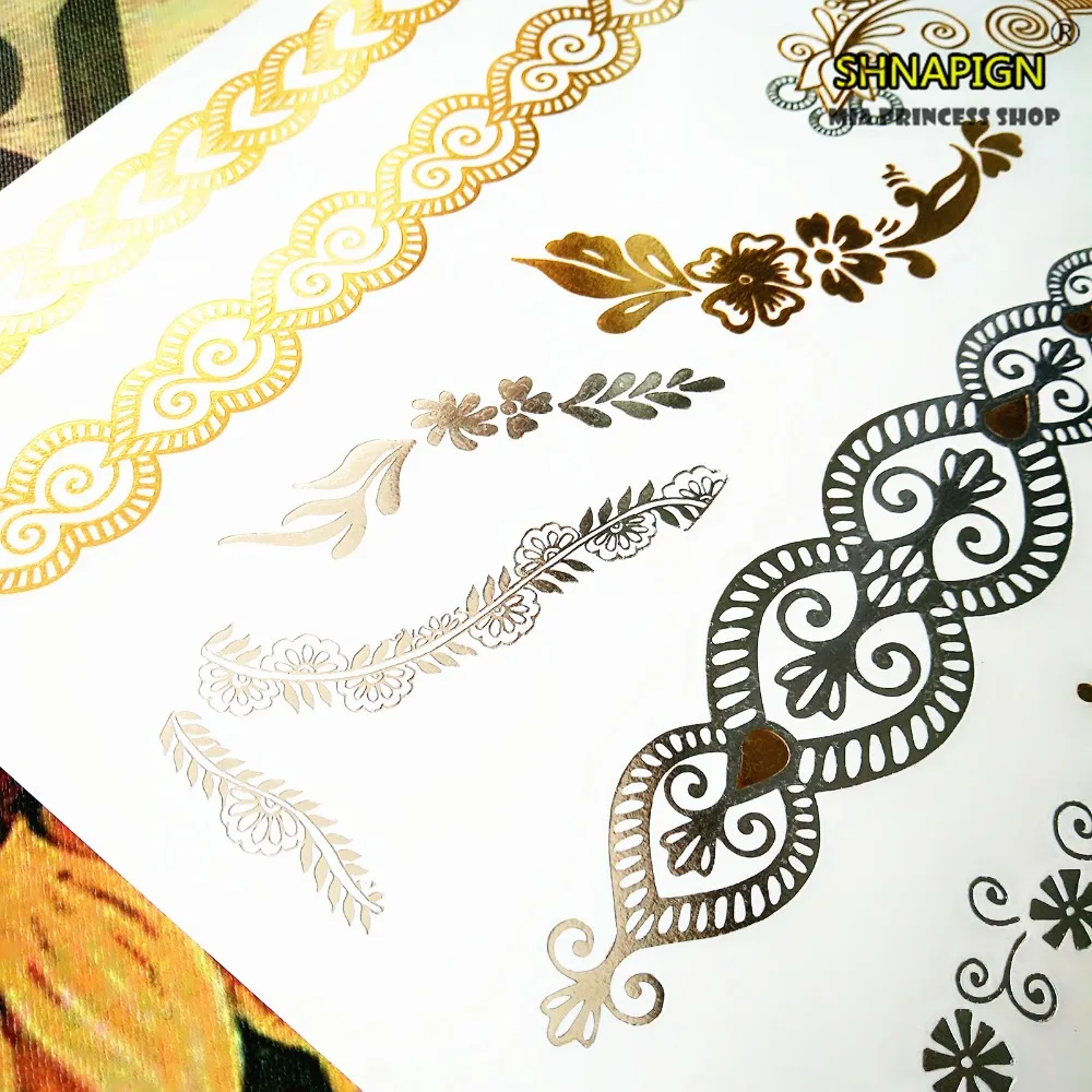 SHNAPIGN 24 стиля временная татуировка боди арт утренняя слава золотой дизайн