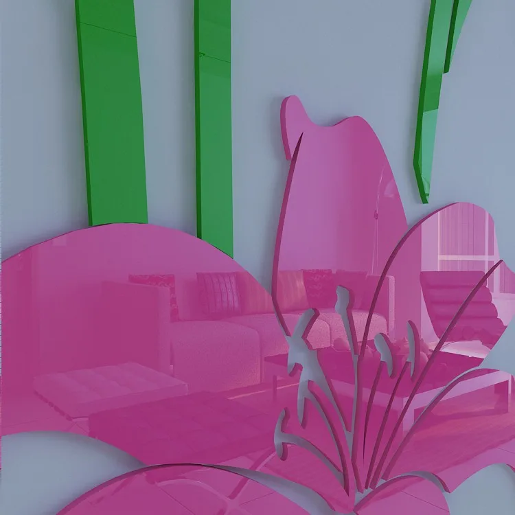 

Vase lily Acrylic 3d three-dimensional wall stickers Romantic Bedroom TV background wall living room decoration 2017 new