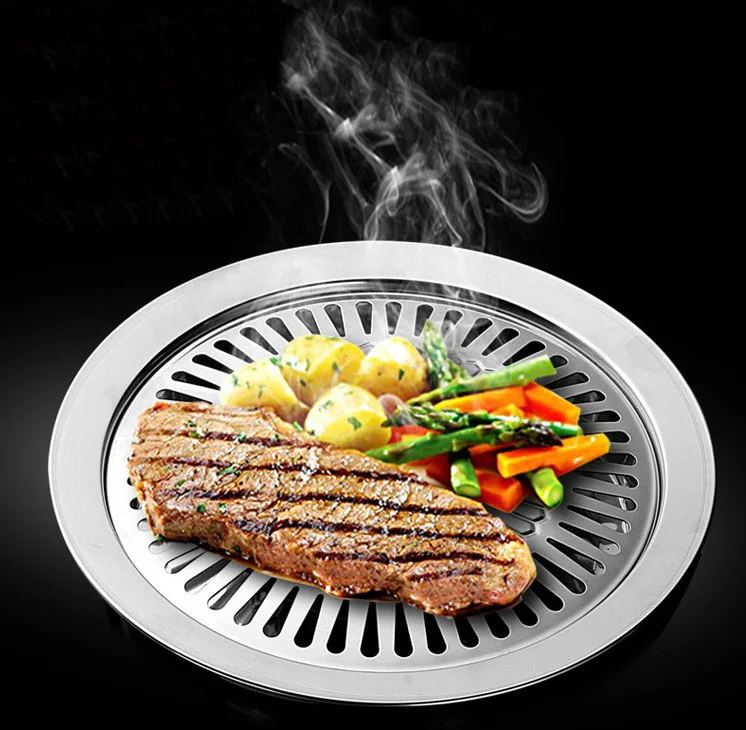 Drop Shipping Smokeless Indoor Barbeque Grill Stainless Steel thicken Barbecue Pans BBQ Roasting Plate Cooking | Дом и сад