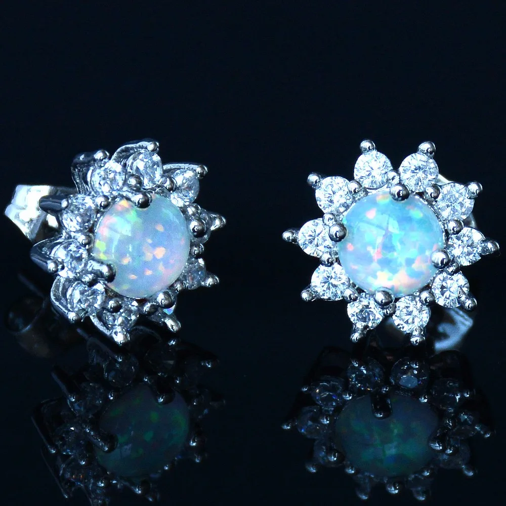 Роскошные серьги с белым огненным Опалом С Искусственным опалом и кубическим