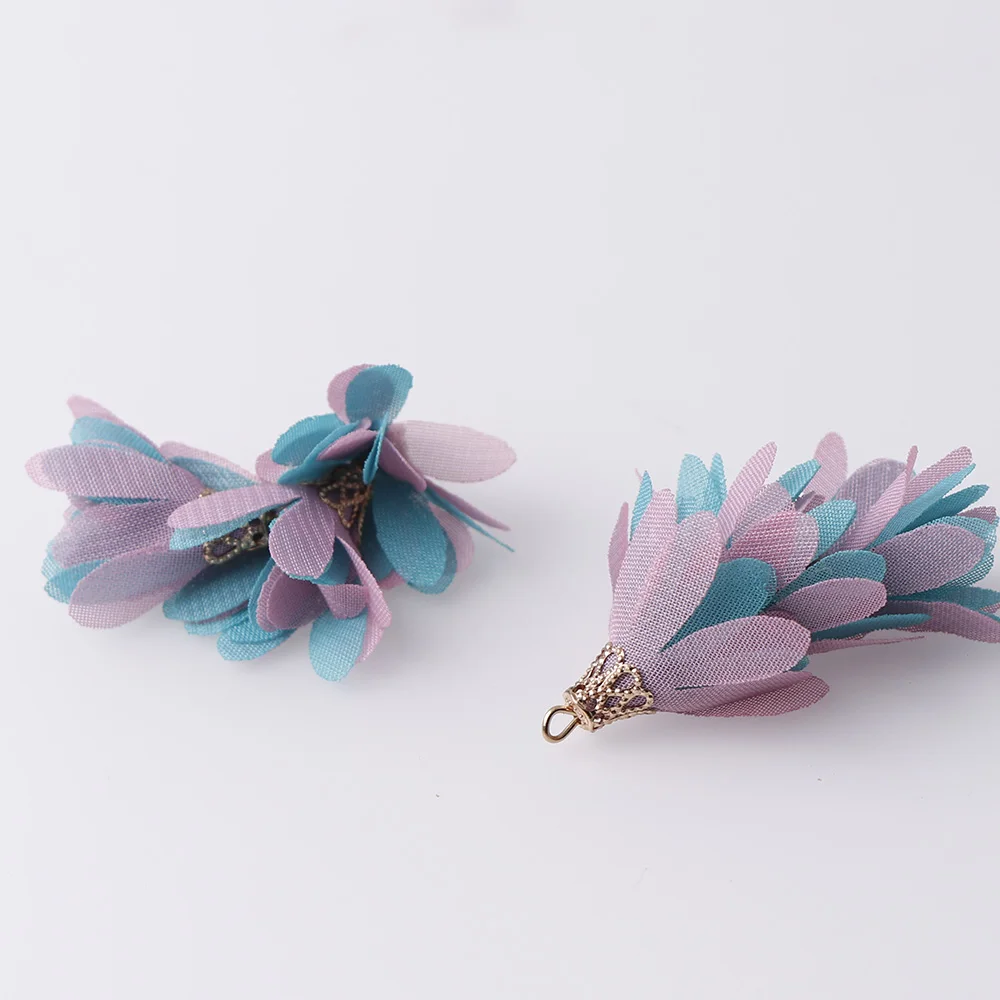 10 шт. разноцветные трехъярусные цветочные ткани кружева кисточкой брелок для