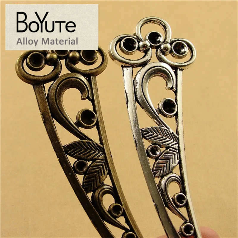 

BoYuTe (10 Pieces/Lot) 148*28MM Vintage Accessories Parts Alloy Material Antique Bronze Silver Hair Stick for Jewelry Making