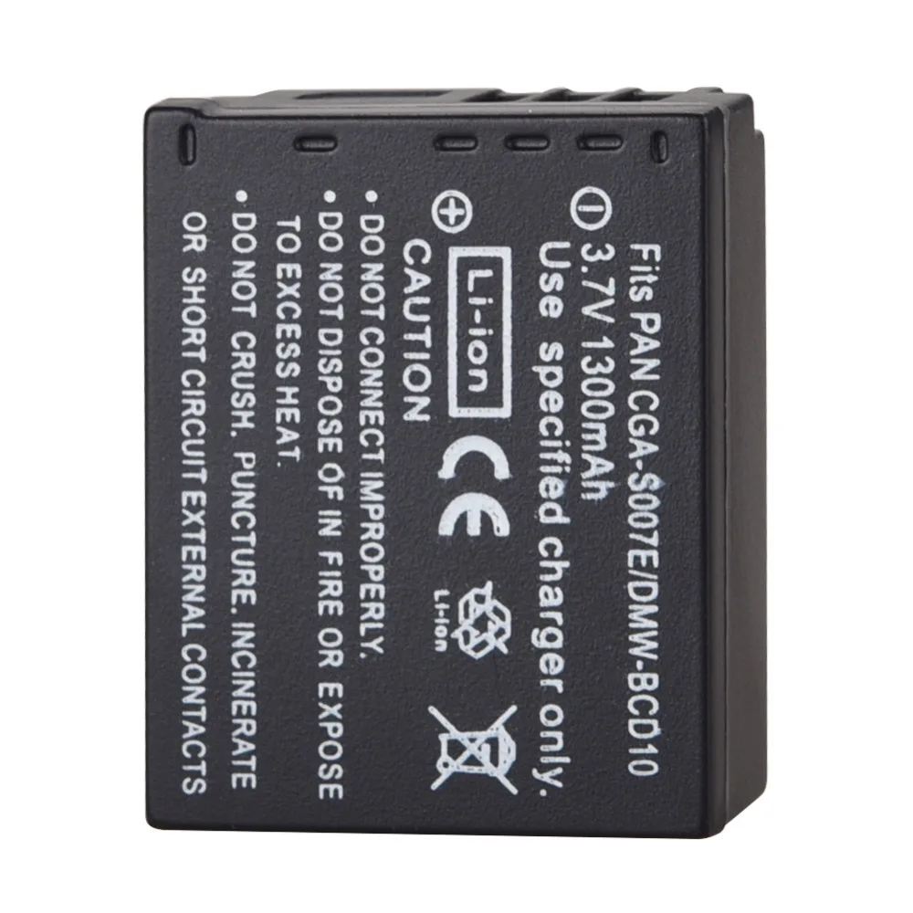 2 шт. 1300 мАч CGA S007 CGAS007 CGR S007E батарея Camrea для Panasonic Lumix DMC TZ1 TZ2 TZ3 TZ4 TZ5 TZ50 TZ15 запасные