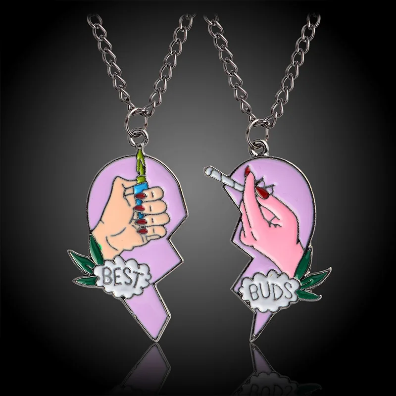 Креативное модное ожерелье 2 шт./компл. лучший друг розовое сердце кулон в виде