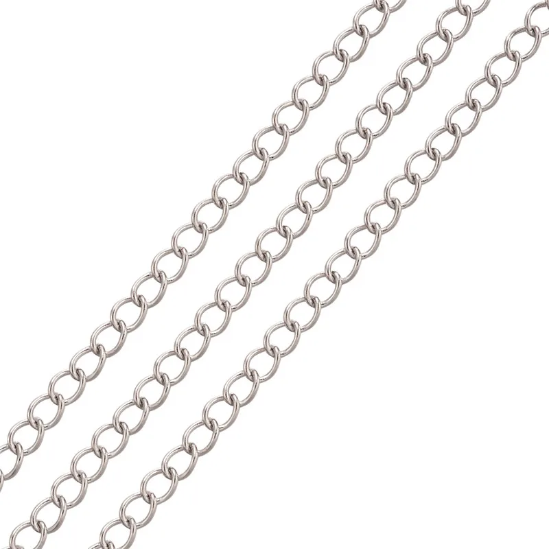 25m/roll Stainless Steel Soldered Curb Chains Twisted Chains with Spool for Jewelry Making DIY Bracelet Necklace 4x3x0.6mm