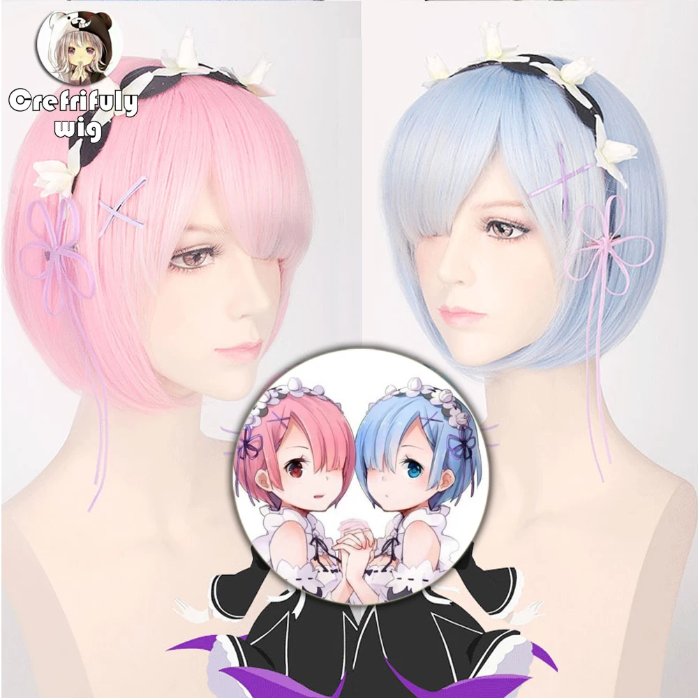 Парик для косплея Rem Re zero Ram синтетические волосы жизнь в другом мире от Zero костюм