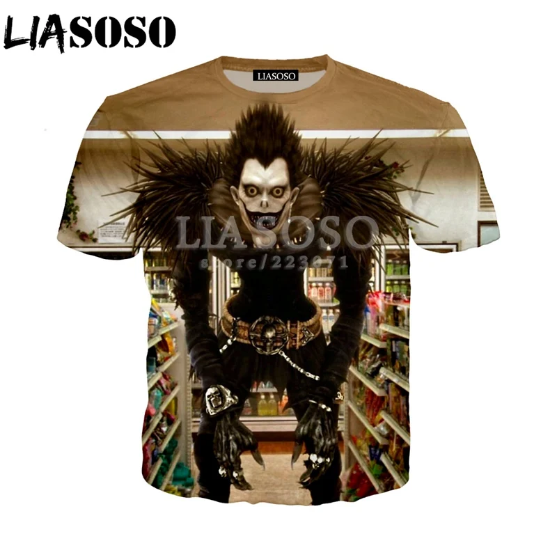 LIASOSO Летний Новый Модный Мужской Женский свитшот с 3D принтом аниме Death Note футболка