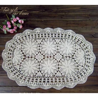 diy handmade crochet lace tablecloth home oval tea table mats wedding party decorative table cover placmat table runner 60 110cm