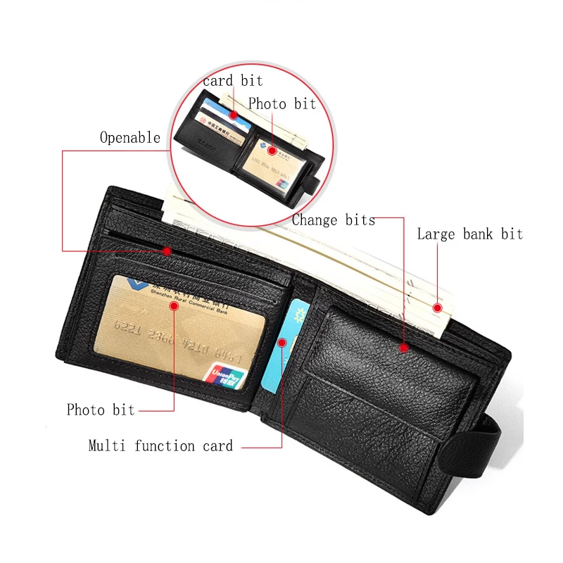 Мужской кошелек из натуральной кожи мужской с отделением для карт короткий