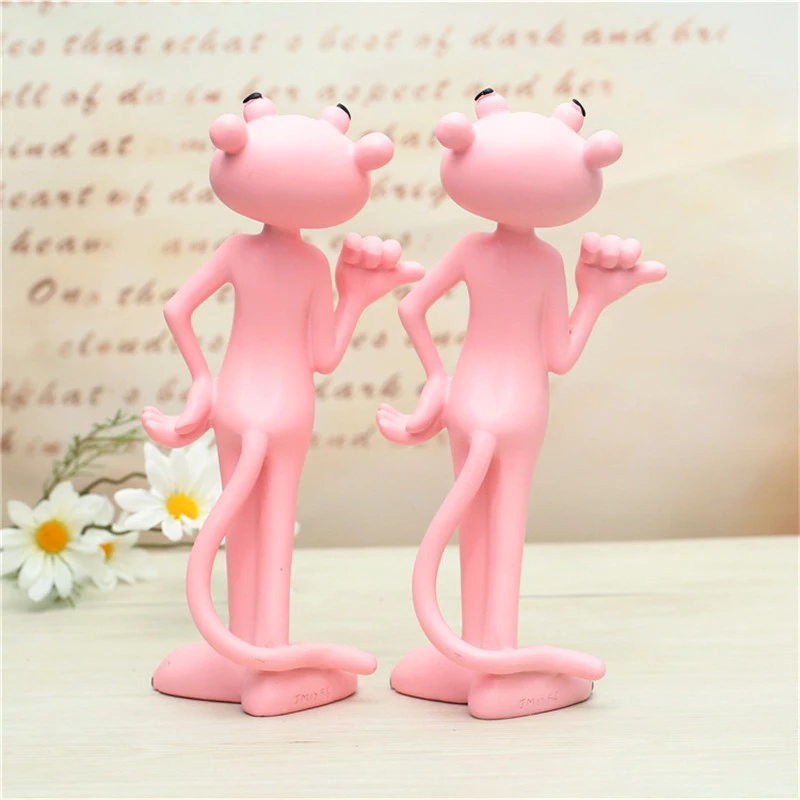 Nordic Resin Pink Panther Figurine Creative Livingroom Office Desktop Cabinet Cartoon Ornament Decoration Display Miniature Prop | Дом и сад