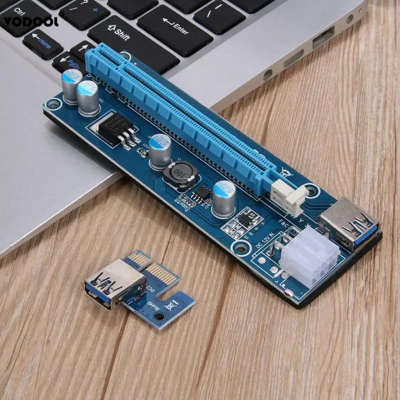 Адаптер для ПК VODOOL PCI Express E 1X до 16X USB3.0 Mining Machine Extender Riser PC Computer Expansion Card с кабелем 15Pin
