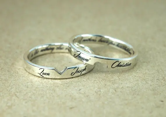 Ретро Стиль Стали Пользовательского Любовь кольца Пара Кольца