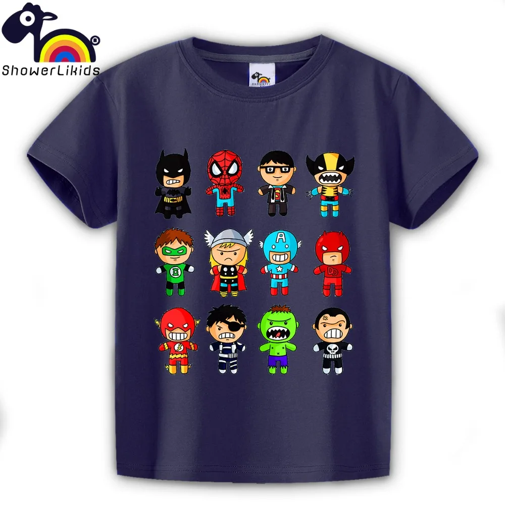 Showerlikids/хлопковая футболка с коротким рукавом высокого качества для мальчиков и