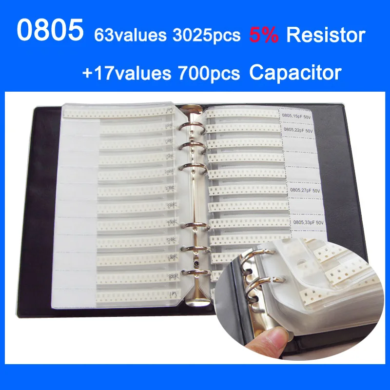 Альбом для образцов 0805 SMD 63 значения 3025 шт. набор резисторов 5% и 17 значений