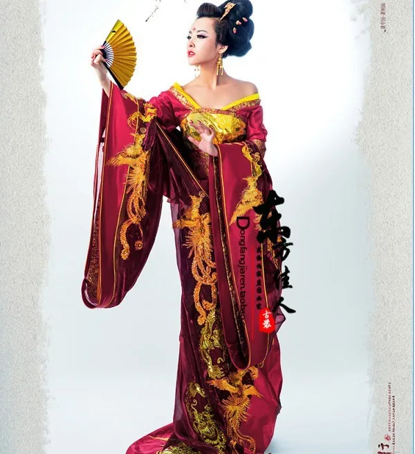 Yangexing Древняя китайская Династия Тан роскошный Hanfu с длинным хвостом аппликация