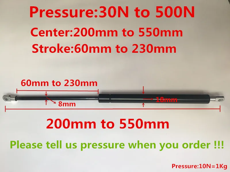 Бесплатная доставка 2 шт./лот Центральное расстояние от 200 мм до 550 ход 60 230