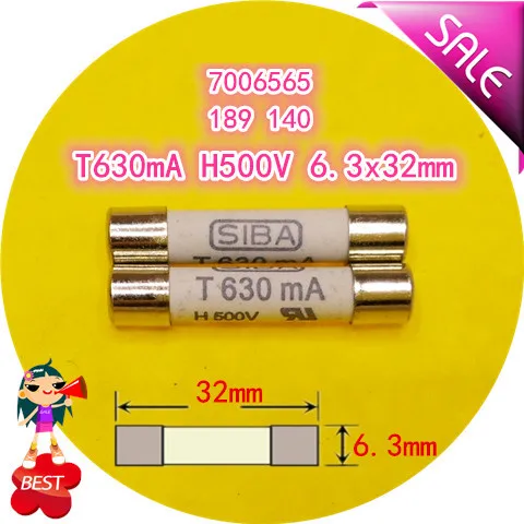 Предохранитель T 630mA H500V 7006565 189140 6 3x32 мм трубка Предохранителя|Перемычки| |