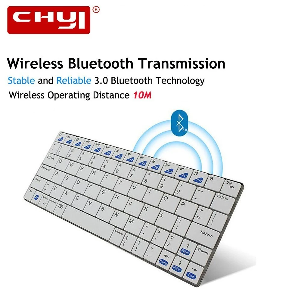 Ультратонкая Беспроводная Bluetooth клавиатура CHYI с металлической клавиатурой для