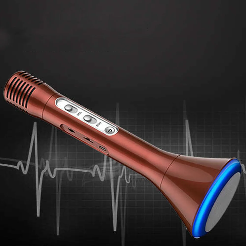 Пение Bluetooth KTV ручной звук динамик микрофон Professional речи интимные светодиодный